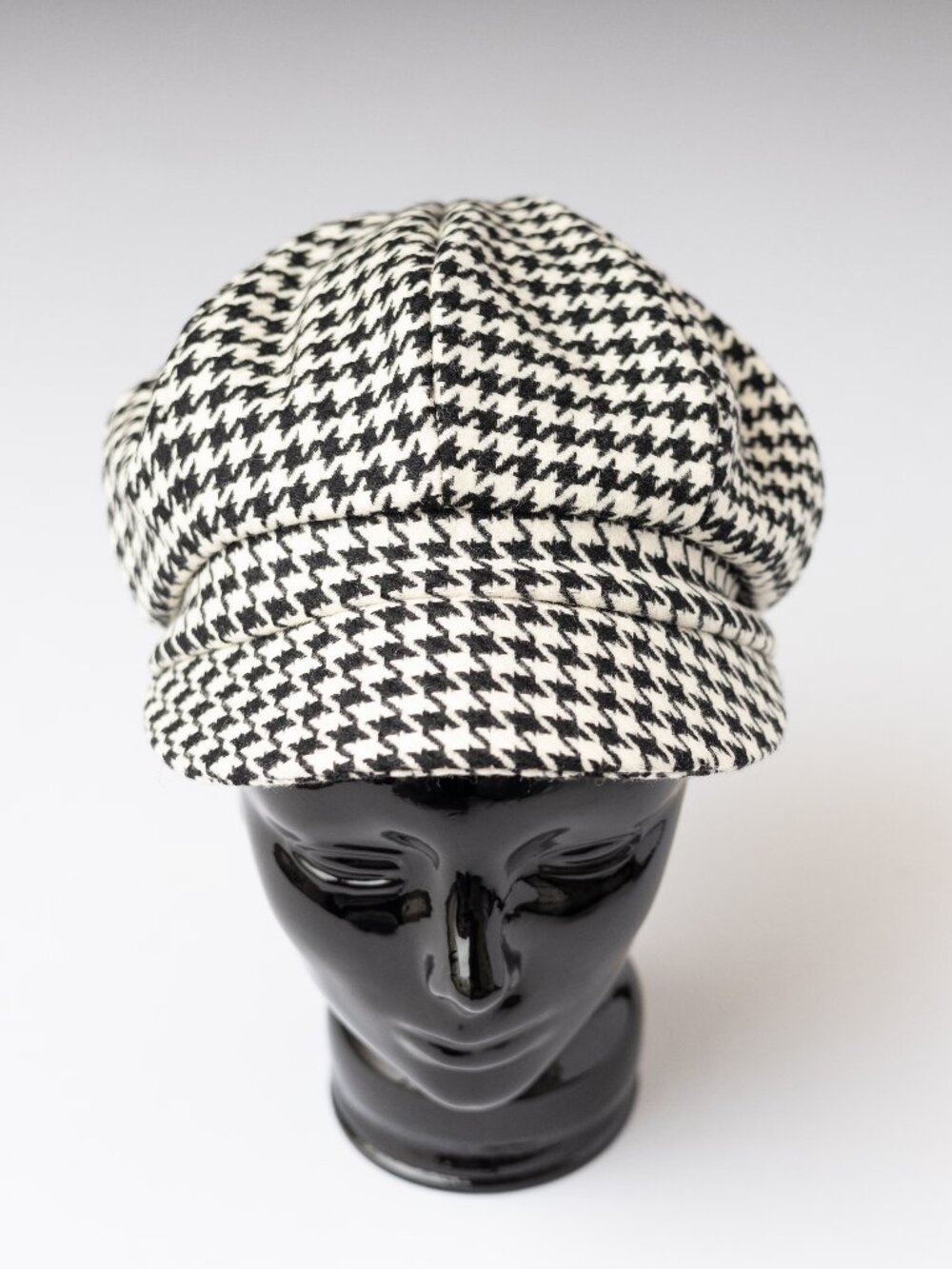 Houndstooth Wool Newsboy Cap  Cabbie Paperboy Hat